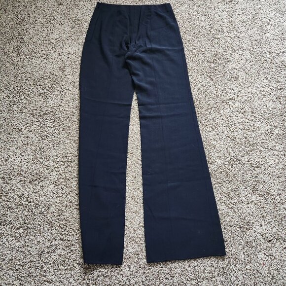 EMPORIO ARMANI Womens Black Wool Dress Pants Slacks Size 38 26 Wide Leg Unhemmed - Picture 2 of 4